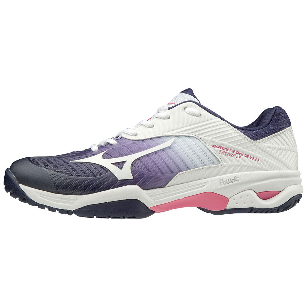 Mizuno Women's Wave Exceed Tour 3 AC Tennis Shoes White/Purple/Pink (61GA1871-XTV)